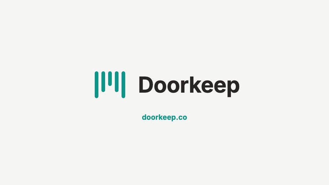 Doorkeep promo video final frame showing the AI phone agent dashboard