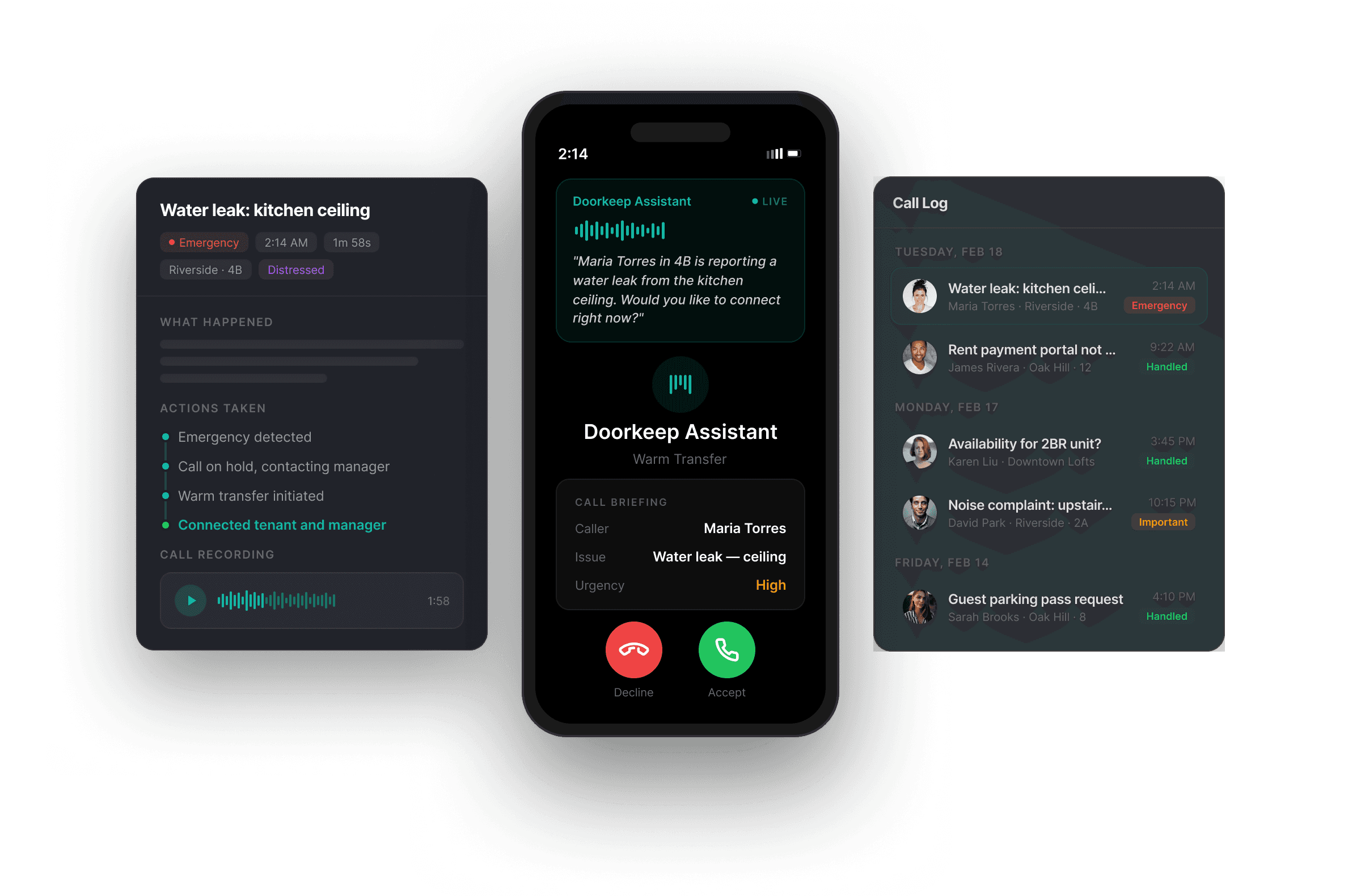 Doorkeep AI receptionist dashboard