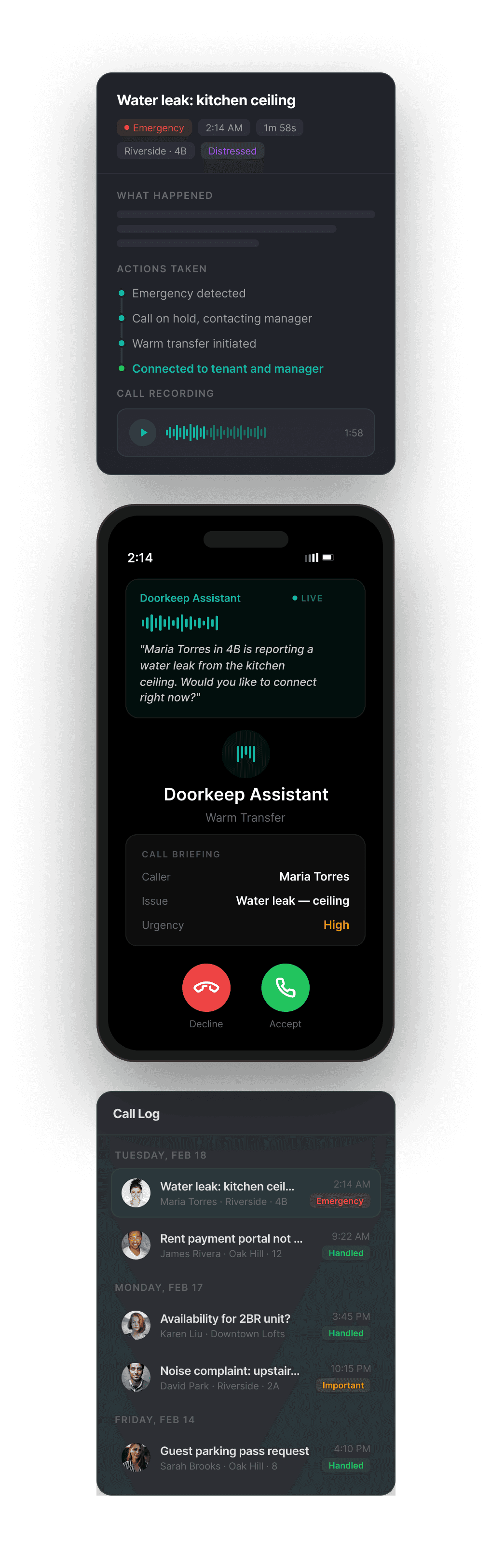 Doorkeep AI receptionist dashboard